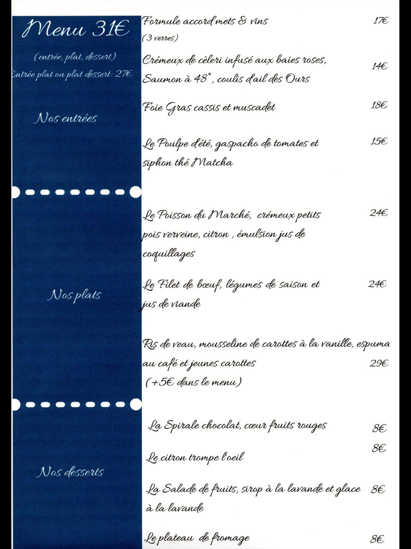 Restaurant Le Confluence Bergerac Menu